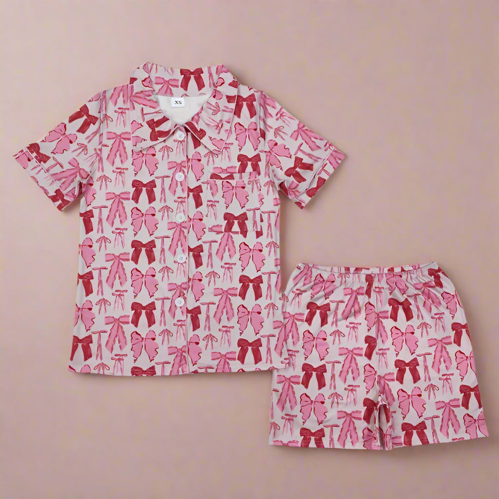 Mommy & Me Pink Bows Pajamas Sets