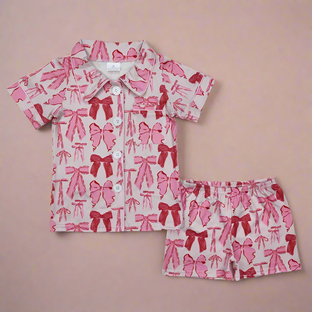 Mommy & Me Pink Bows Pajamas Sets