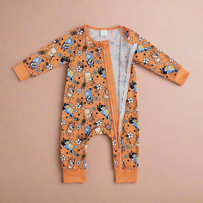 Flower Power Bluey Zip-Up Romper