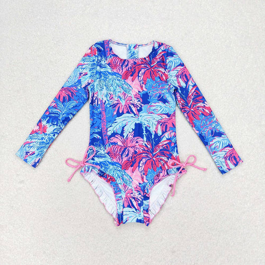 Sea Trees Long Sleeve One Piece Swimsuit
