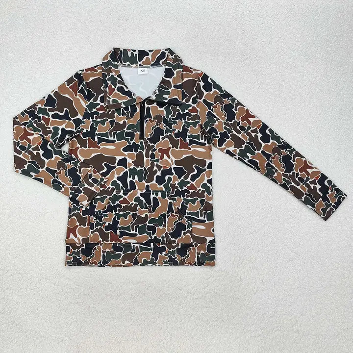 Mommy & Me Dark Sand Camo Half-Zip Pullover