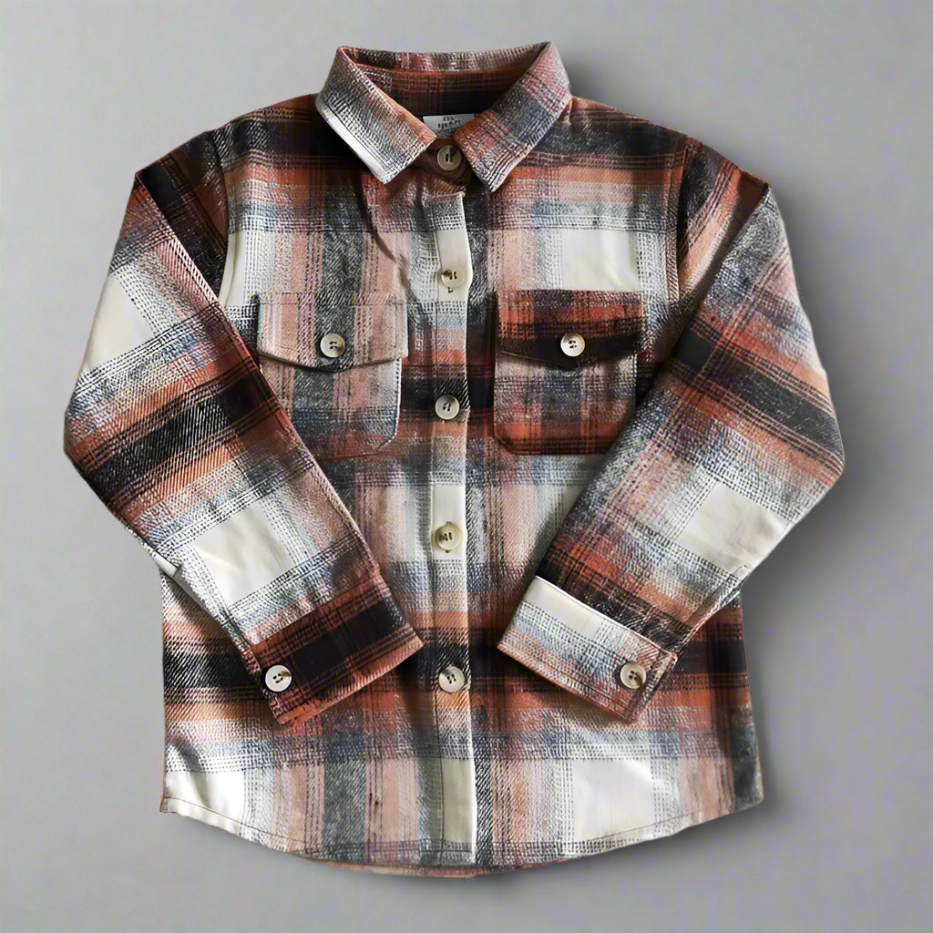 Burnt Orange Flannel Button-Up