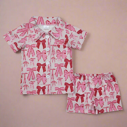 Mommy & Me Pink Bows Pajamas Sets