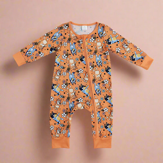 Flower Power Bluey Zip-Up Romper