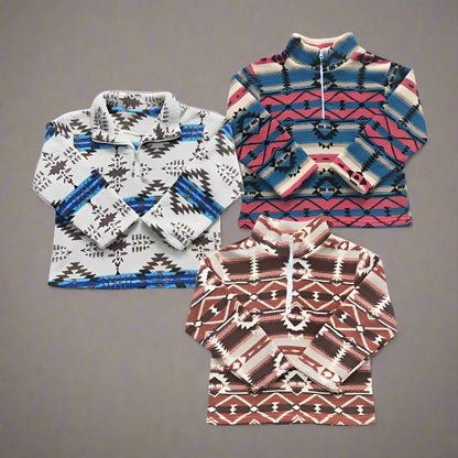 Aztec Western Half-Zip Sherpa Pullovers