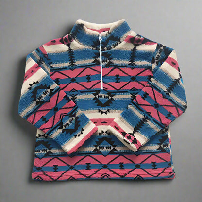 Aztec Western Half-Zip Sherpa Pullovers