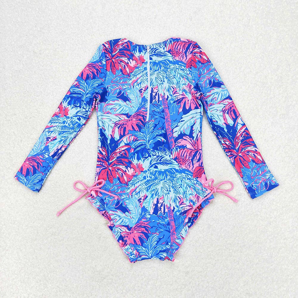 Sea Trees Long Sleeve One Piece Swimsuit